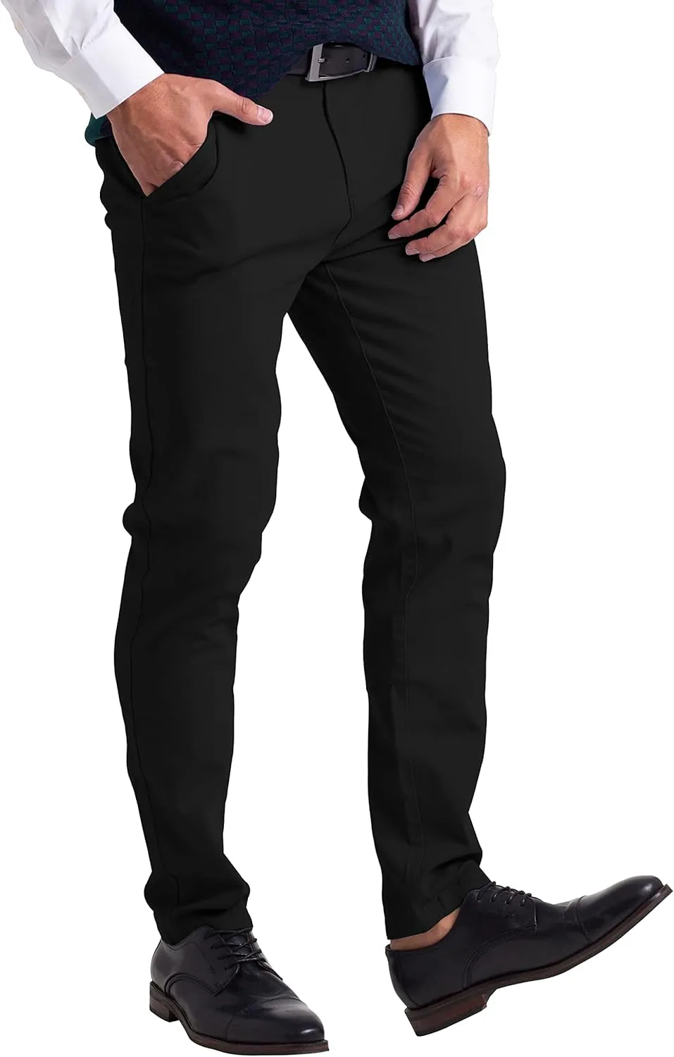 Mens Chino Pants Athletic-Fit Stretch Cotton Comfort Flat Front Casual Stretch Chino Pants All Waist 30W- 40W