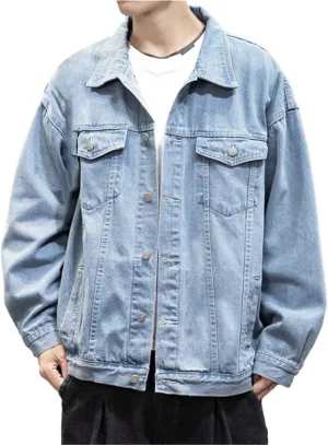 Mens Distressed Denim Jacket Button Down Jean Coat Casual Long Sleeve Trucker Hooded Jackets Outwear ined Denim Jacket