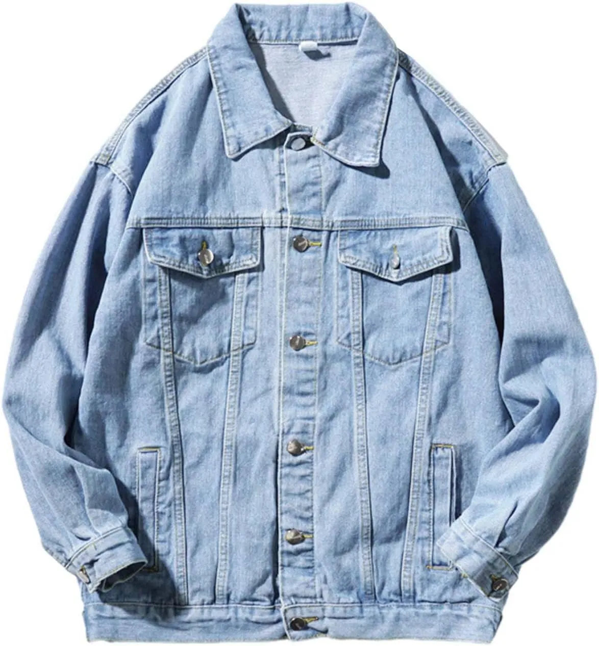 Mens Distressed Denim Jacket Button Down Jean Coat Casual Long Sleeve Trucker Hooded Jackets Outwear ined Denim Jacket