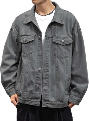 Mens Distressed Denim Jacket Button Down Jean Coat Casual Long Sleeve Trucker Hooded Jackets Outwear ined Denim Jacket