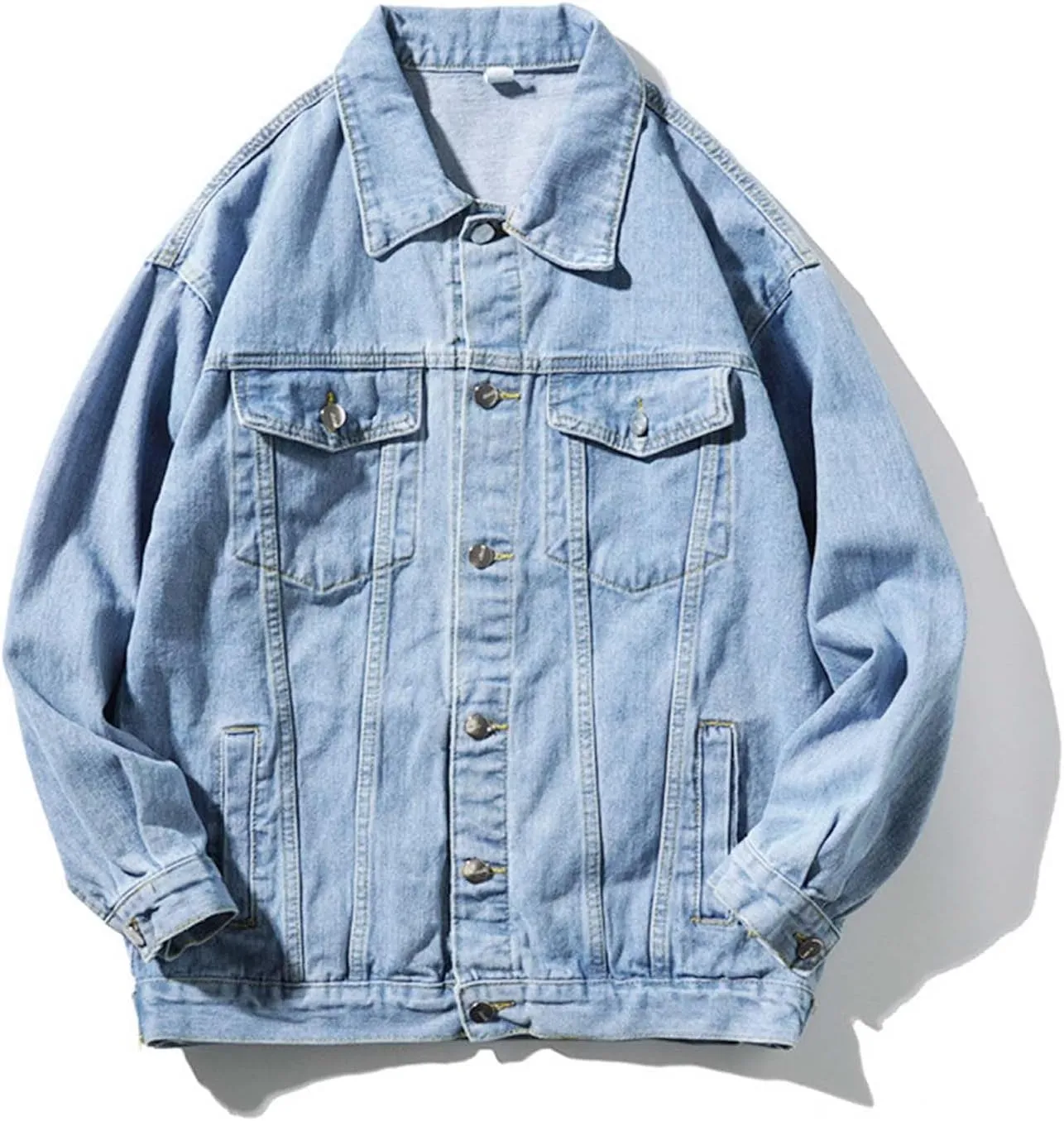 Mens Distressed Denim Jacket Button Down Jean Coat Casual Long Sleeve Trucker Hooded Jackets Outwear ined Denim Jacket