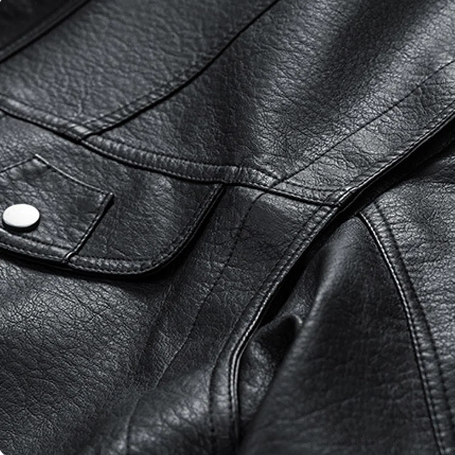 Mens Faux Leather Motorcycle Jacket Fall Fashion Casual Lightweight Coat Biker Bomber Jacket with Pockets