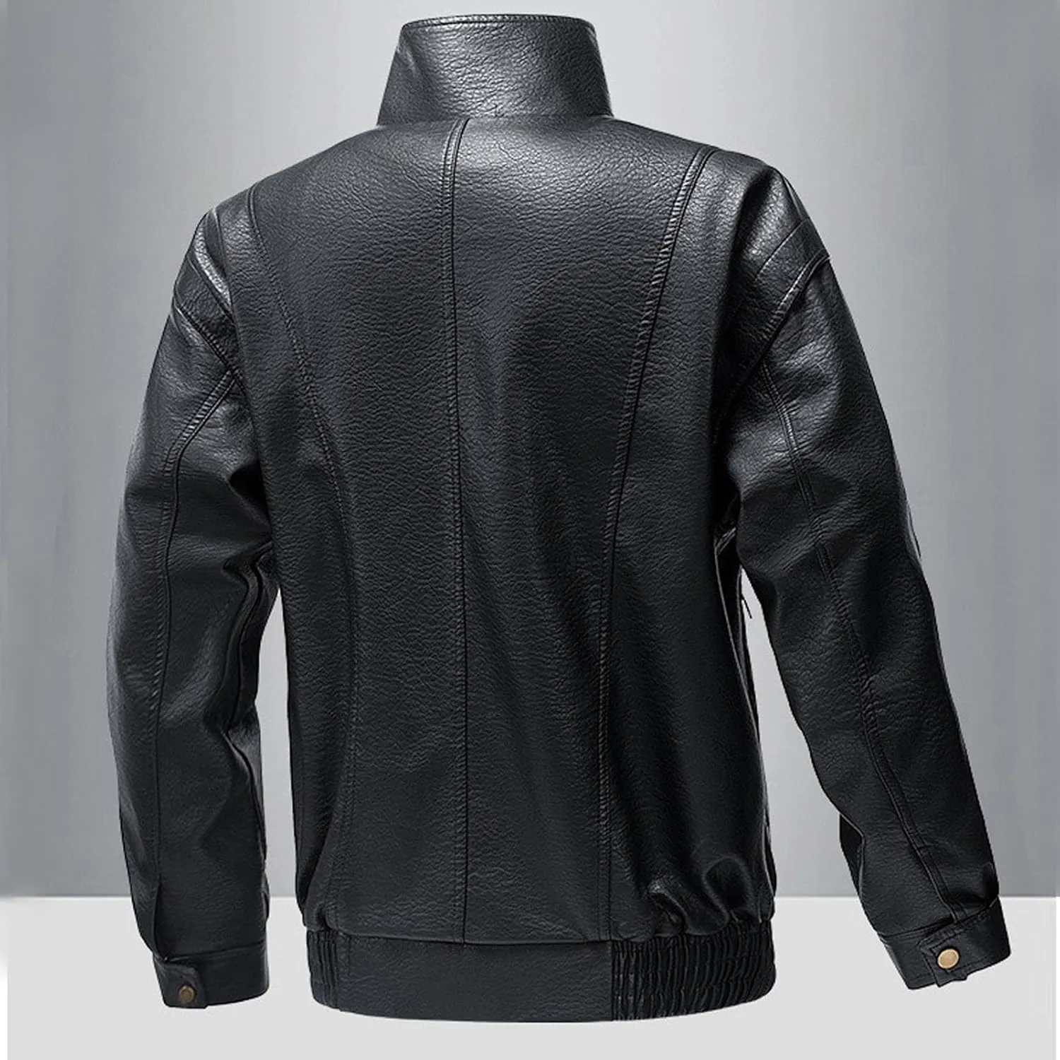 Mens Faux Leather Motorcycle Jacket Fall Fashion Casual Lightweight Coat Biker Bomber Jacket with Pockets