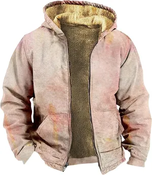 Men's Flannel Coat Hooded Button Shirt Jacket Long Sleeve Outdoor Heavyweight Thicken Cargo Jacket