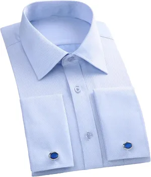 Men's French Cuff Dress Shirt Long Sleeve Formal Business Buttons Shirt Party Wedding Shirt