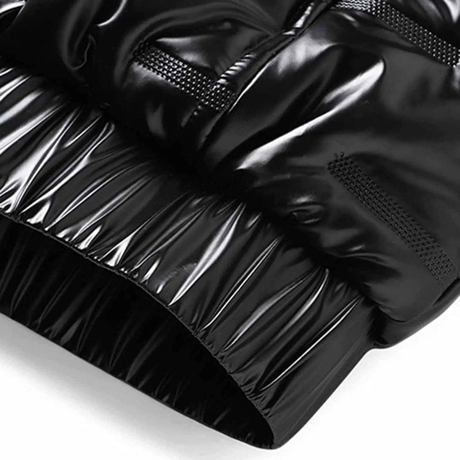 Men's Shiny Winter Jacket Heavyweight Puffer Jacket Casual Coat for Men Windproof Packable Down Hooded Jacket