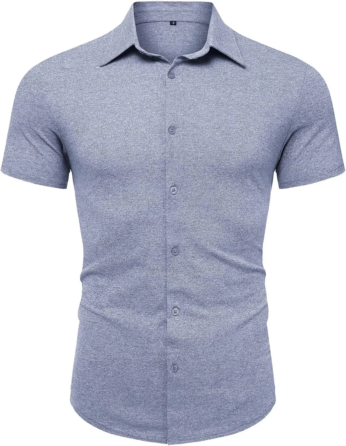 Mens Short Sleeve Button Down Shirt Loose Fit Dress Shirt Lightweight Lapel Casual Textured Shirt Summer Beach Shirt