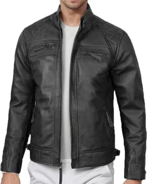 Mens Slim Fit Faux Leather Jacket Brown Long Sleeve Lightweight Motorcycle Jacket Zip Up Biker Bomber Jacket