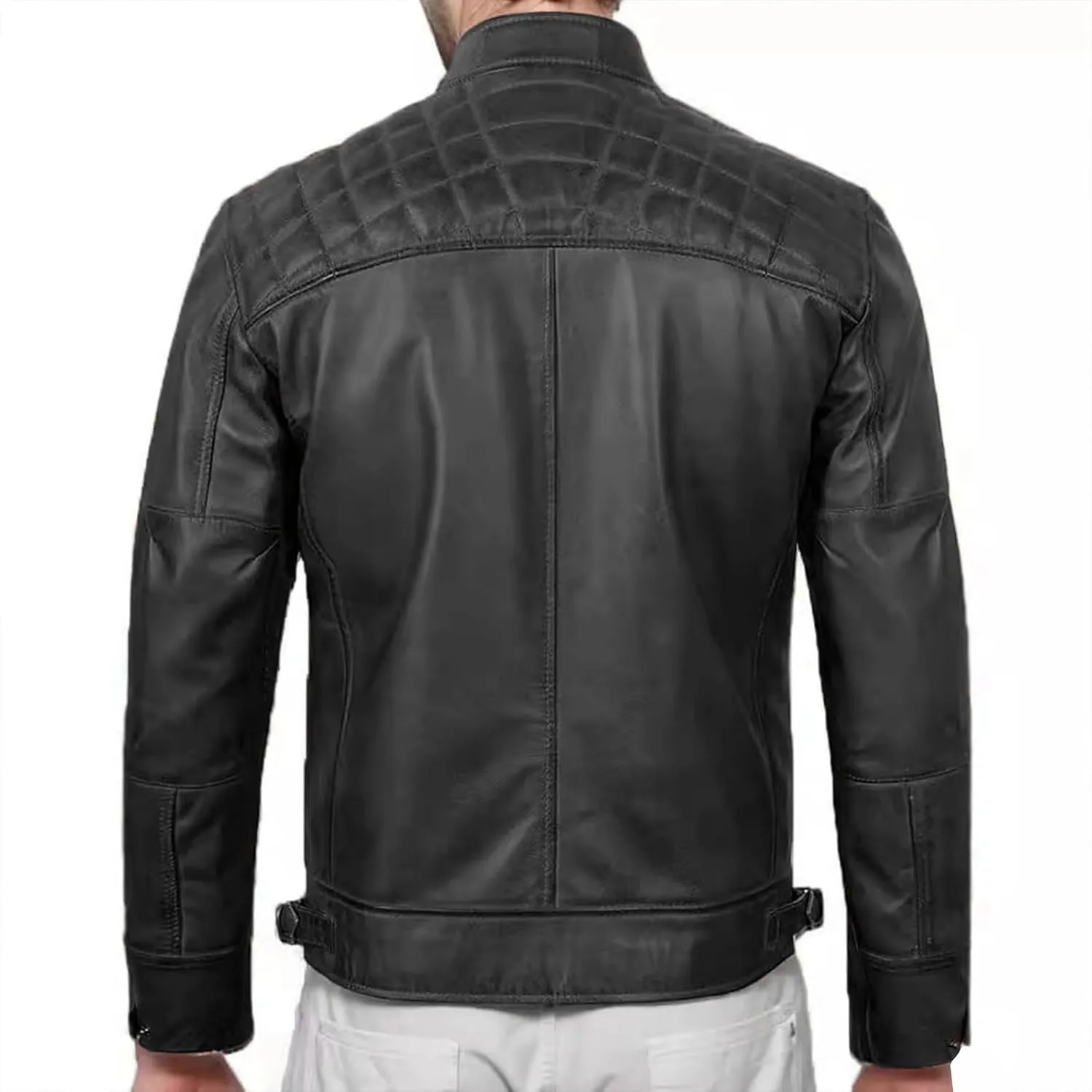 Mens Slim Fit Faux Leather Jacket Brown Long Sleeve Lightweight Motorcycle Jacket Zip Up Biker Bomber Jacket