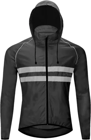 Men's Spring Cycling Hooded Long Sleeve Windbreaker Sweatshirt Breathable Reflective Cycling Jacket