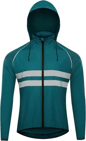 Men's Spring Cycling Hooded Long Sleeve Windbreaker Sweatshirt Breathable Reflective Cycling Jacket