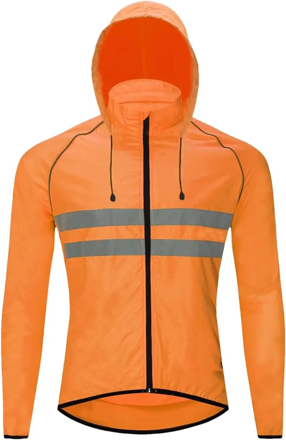 Men's Spring Cycling Hooded Long Sleeve Windbreaker Sweatshirt Breathable Reflective Cycling Jacket