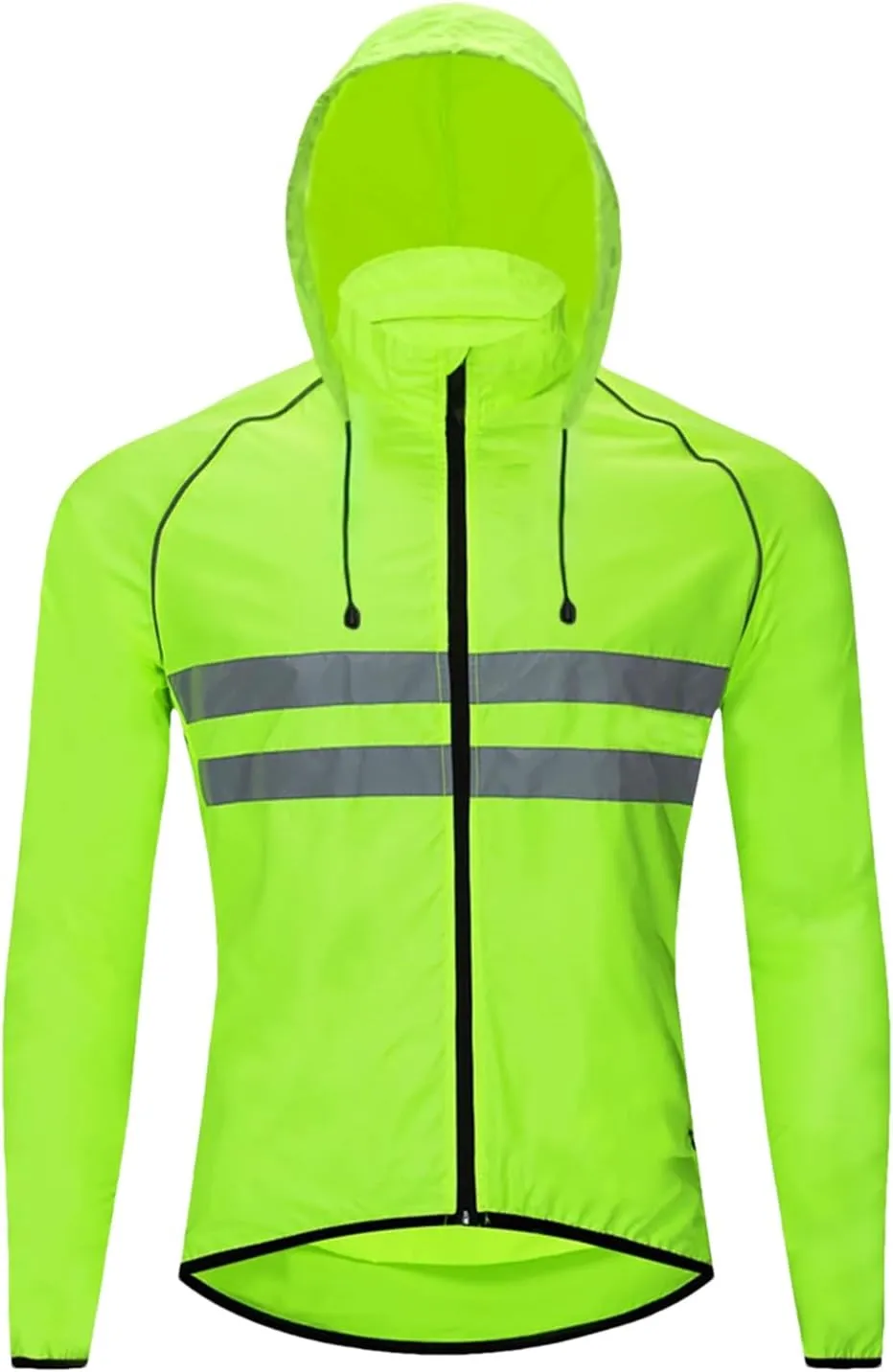 Men's Spring Cycling Hooded Long Sleeve Windbreaker Sweatshirt Breathable Reflective Cycling Jacket