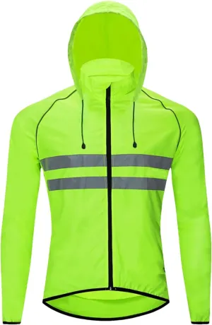 Men's Spring Cycling Hooded Long Sleeve Windbreaker Sweatshirt Breathable Reflective Cycling Jacket