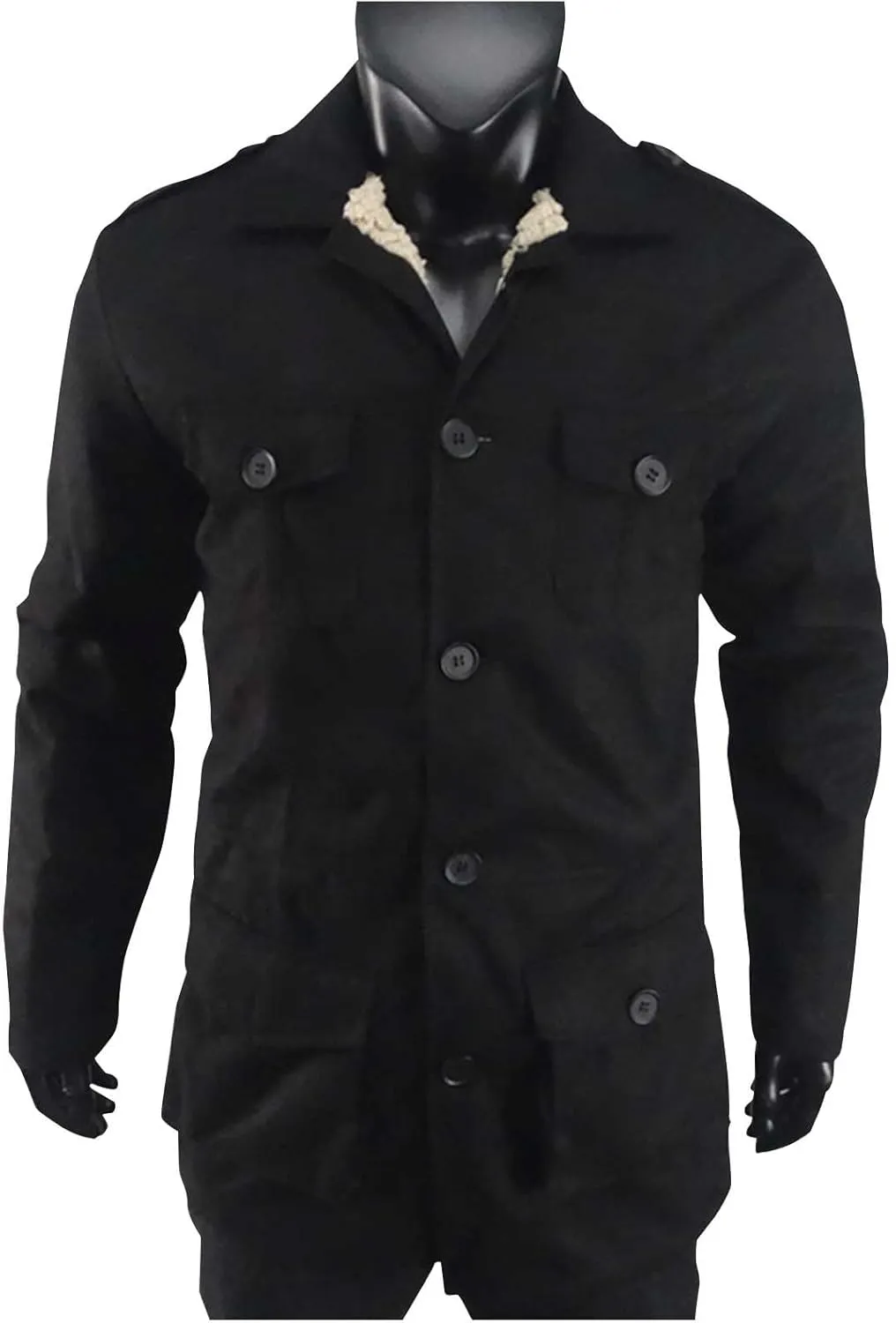 Mens Suede Jacket Vintage Faux Leather Jackets Button Down Winter Coats Sherpa Lined Truck Jacket Plus Size Outerwear