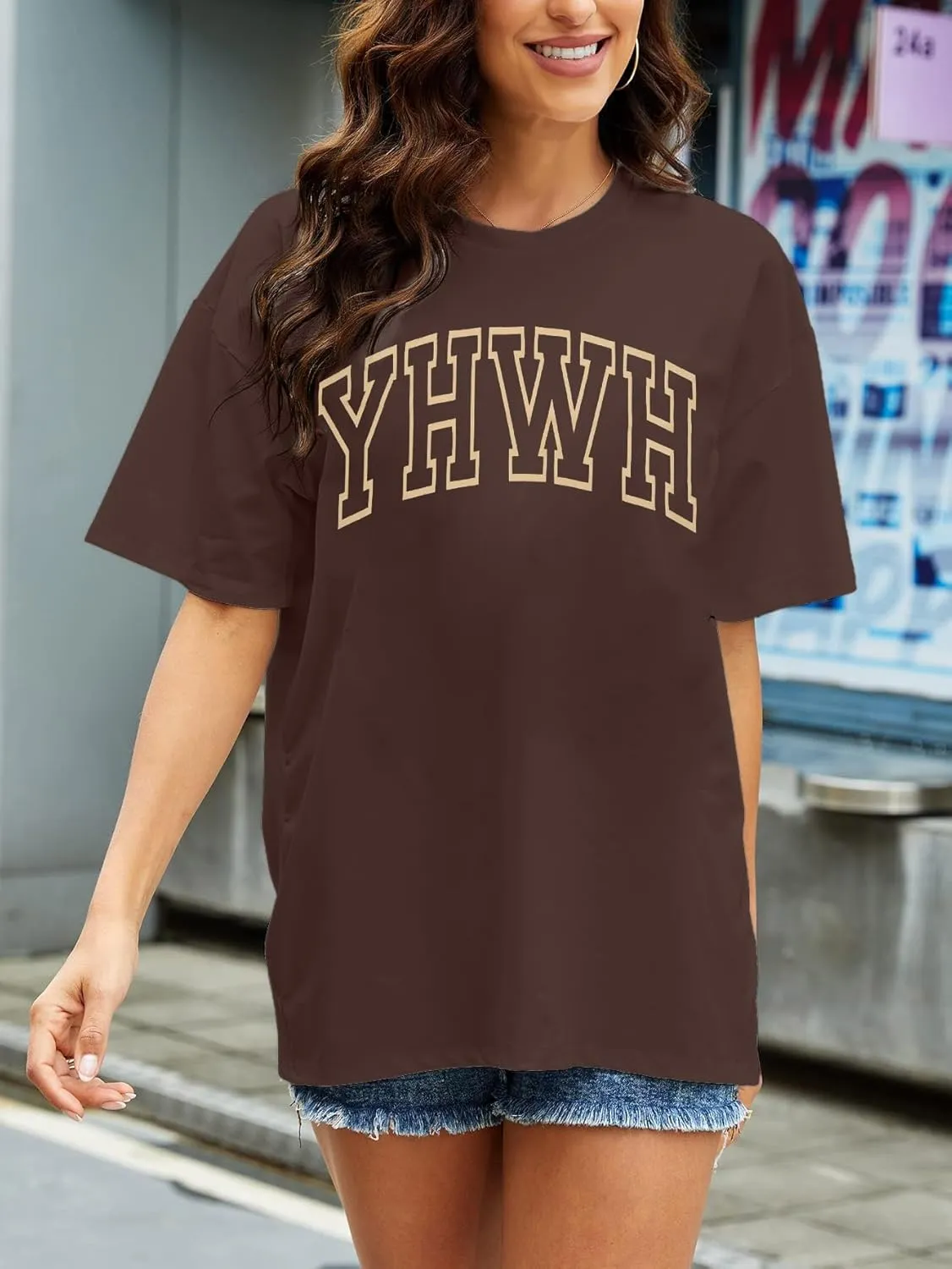 MNLYBABY Christian Oversized Shirt Women YHWH Tshirts Jesus Faith Inspirational Casual Tee Tops