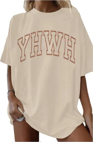 MNLYBABY Christian Oversized Shirt Women YHWH Tshirts Jesus Faith Inspirational Casual Tee Tops