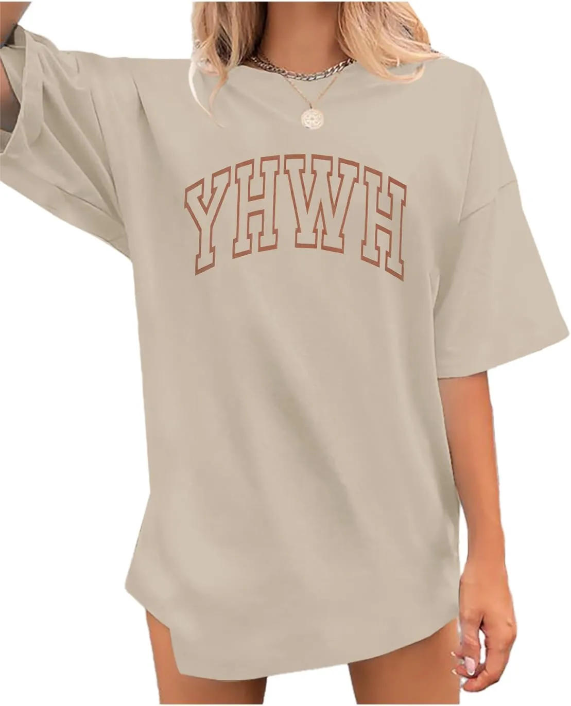 MNLYBABY Christian Oversized Shirt Women YHWH Tshirts Jesus Faith Inspirational Casual Tee Tops