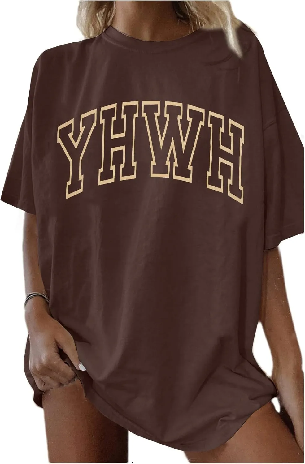 MNLYBABY Christian Oversized Shirt Women YHWH Tshirts Jesus Faith Inspirational Casual Tee Tops