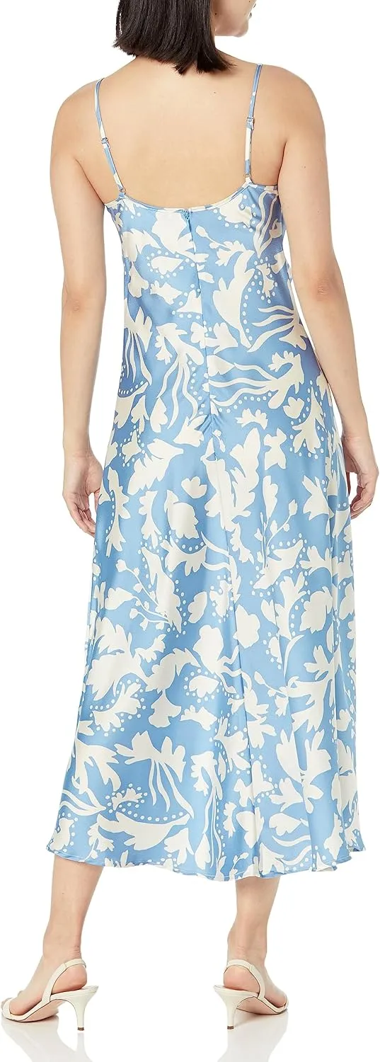MOON RIVER Women's Square Neck Midi Slip Dress