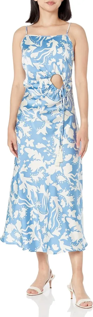 MOON RIVER Women's Square Neck Midi Slip Dress