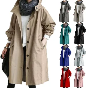 OIOLOYJM Trench Coat for Women 2024 Fall Rain Jacket Womens Waterproof with Hood Plus Size Outdoor Windbreaker Overcoat