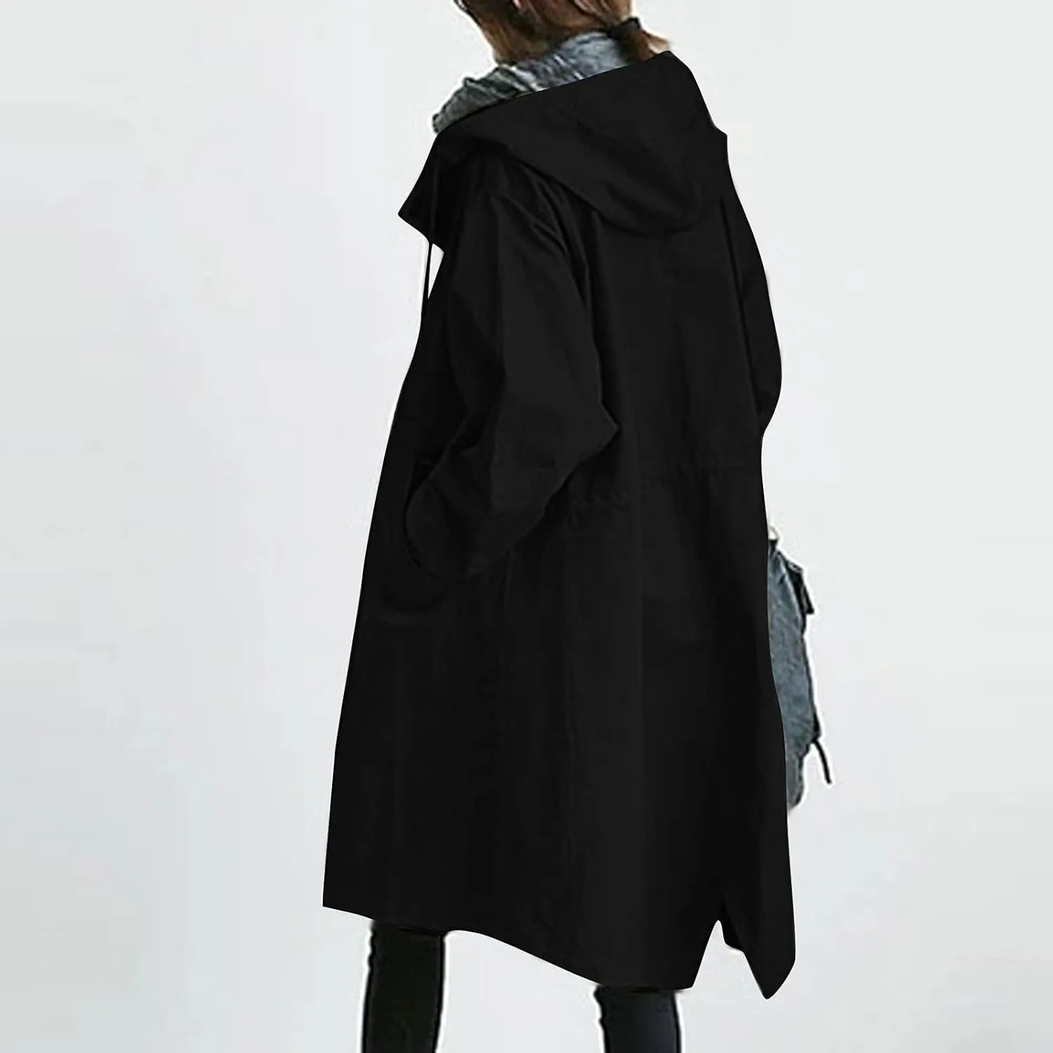 OIOLOYJM Trench Coat for Women 2024 Fall Rain Jacket Womens Waterproof with Hood Plus Size Outdoor Windbreaker Overcoat
