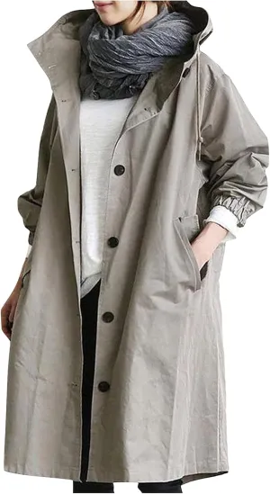 OIOLOYJM Trench Coat for Women 2024 Fall Rain Jacket Womens Waterproof with Hood Plus Size Outdoor Windbreaker Overcoat