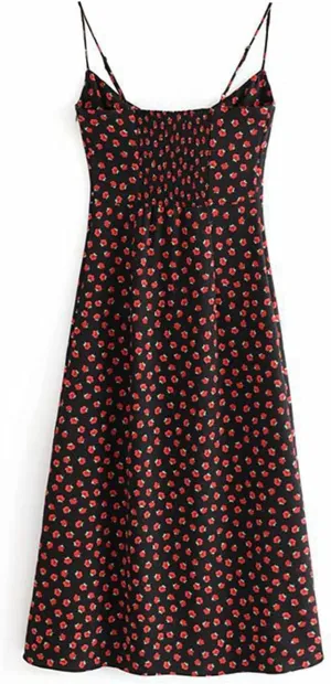 Omoone Womens Floral Dress Low-Cut Square Neck Spaghetti Strap Tie Bodycorn 90s Y2k Sun Dresses