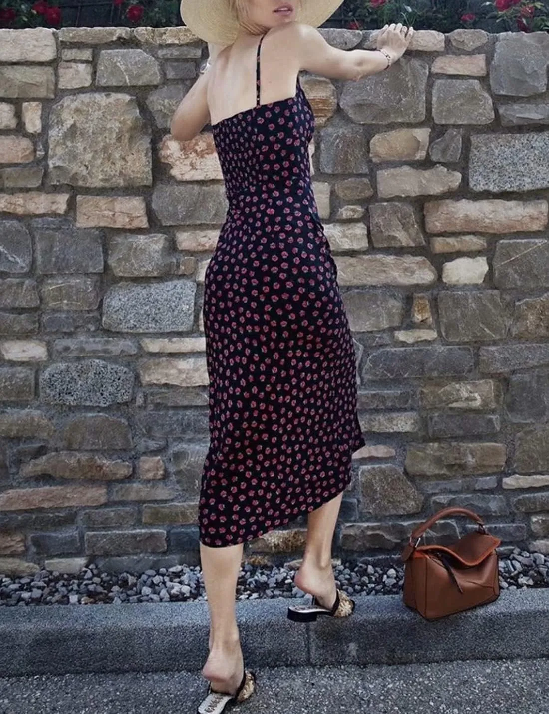 Omoone Womens Floral Dress Low-Cut Square Neck Spaghetti Strap Tie Bodycorn 90s Y2k Sun Dresses
