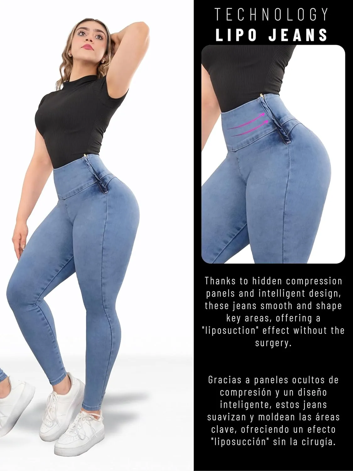 Pantalones Levanta Cola Colombian Butt Lifting High Waisted Jeans for Women