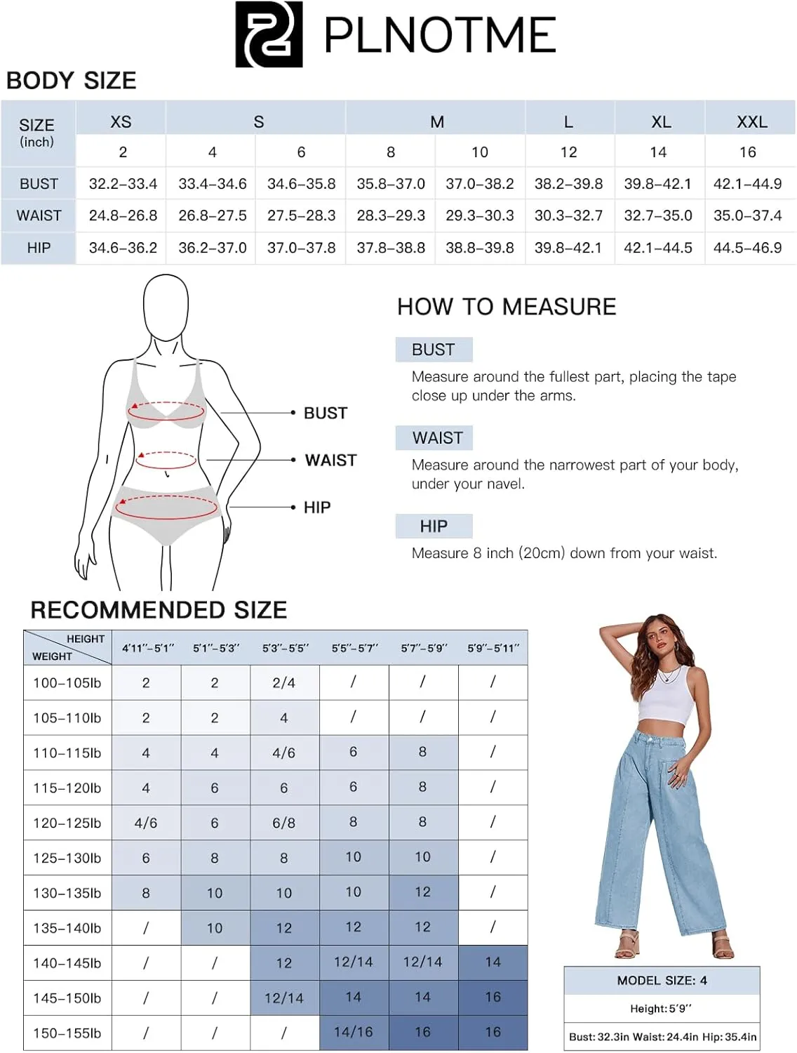 PLNOTME Womens Baggy High Waisted Jeans Loose Boyfriend Wide Leg Side Pleated Denim Pants