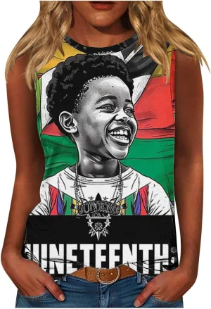 Plus Size Tank Tops for Women Black History Melanin African Black Women T-Shirt Casual Sleeveless Cami Top