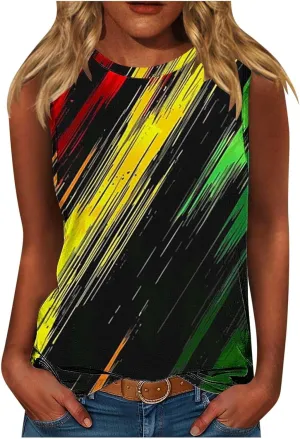 Plus Size Tank Tops for Women Black History Melanin African Black Women T-Shirt Casual Sleeveless Cami Top