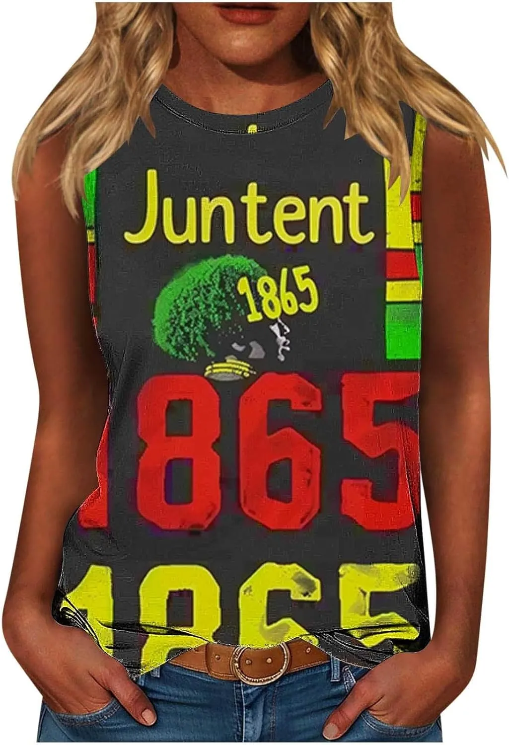 Plus Size Tank Tops for Women Black History Melanin African Black Women T-Shirt Casual Sleeveless Cami Top