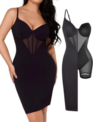 Popilush Shapewear Dress Corset Dress Mesh Bodycon Dresses for Women Slip Dress Party Midi Dresses Club Outfits
