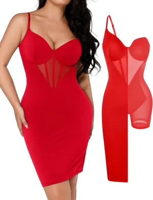 Popilush Shapewear Dress Corset Dress Mesh Bodycon Dresses for Women Slip Dress Party Midi Dresses Club Outfits