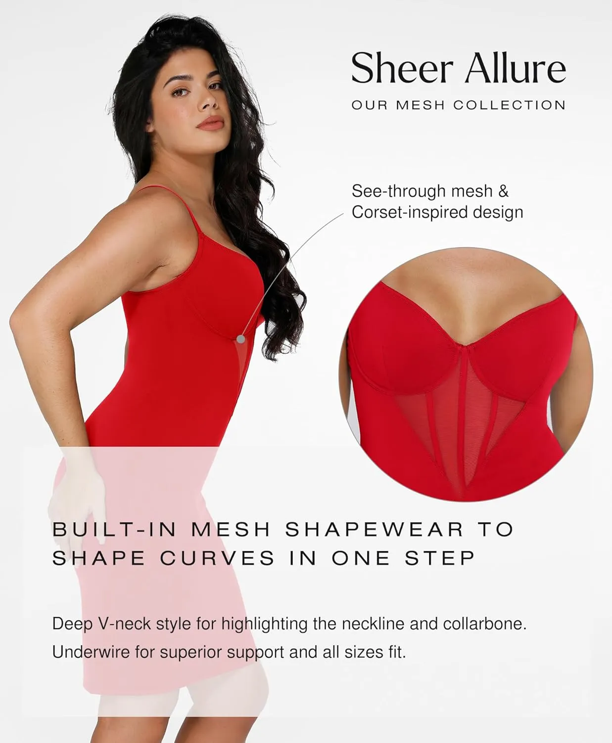 Popilush Shapewear Dress Corset Dress Mesh Bodycon Dresses for Women Slip Dress Party Midi Dresses Club Outfits