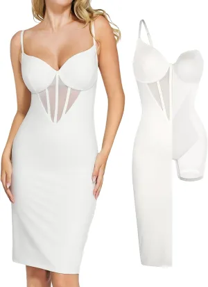 Popilush Shapewear Dress Corset Dress Mesh Bodycon Dresses for Women Slip Dress Party Midi Dresses Club Outfits