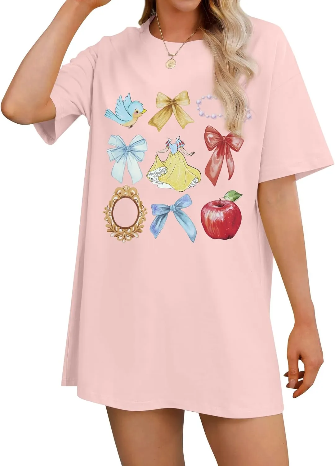 Princess Magical Oversized Tshirt Women Princess Bow Shirts Girls Trip Shirt Family Trip Short Sleeve Tee Tops