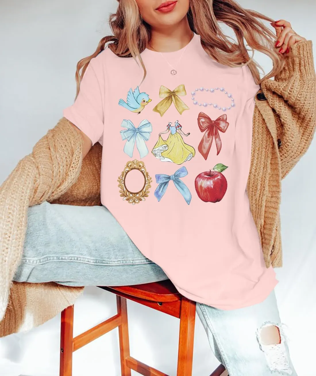 Princess Magical Oversized Tshirt Women Princess Bow Shirts Girls Trip Shirt Family Trip Short Sleeve Tee Tops