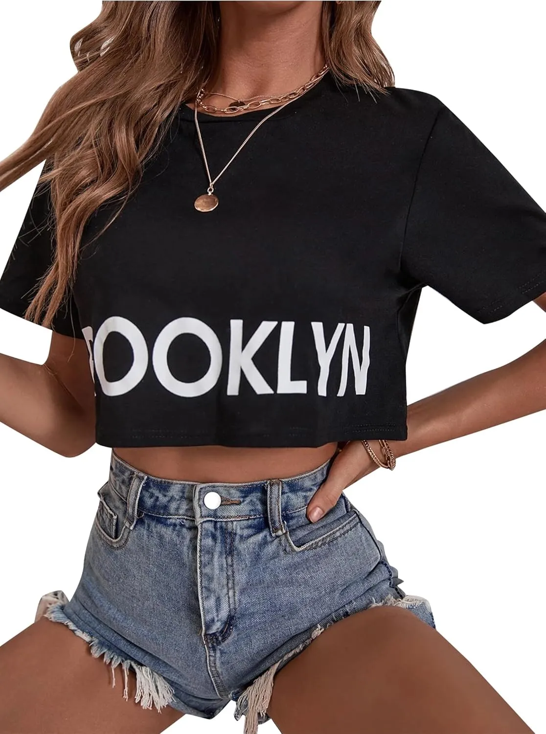 Remidoo Womens Short Sleeve Crop Top Crewneck Loose T Shirt Graphic Tee