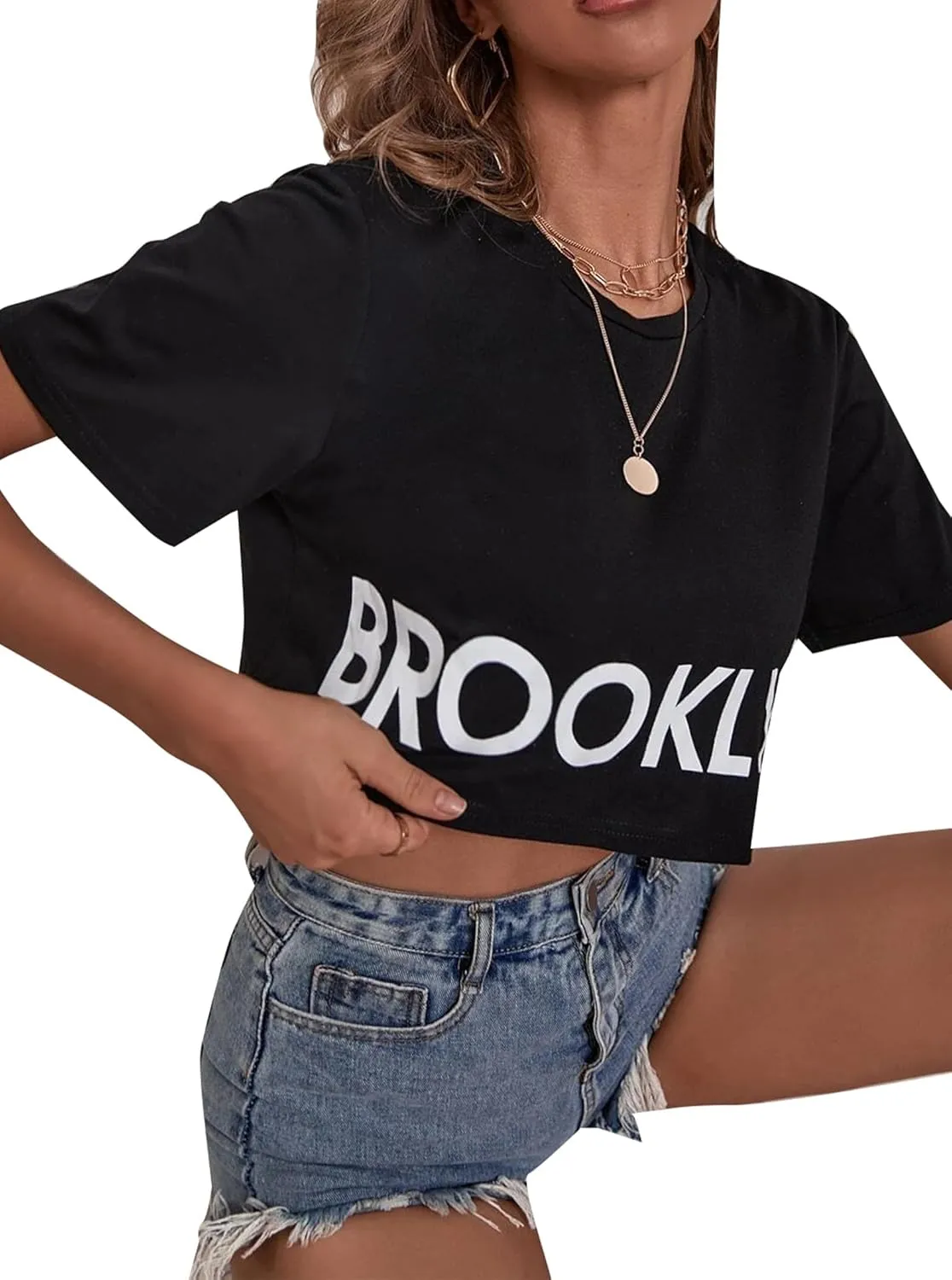 Remidoo Womens Short Sleeve Crop Top Crewneck Loose T Shirt Graphic Tee