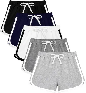 Resinta 5 Packs Girls Cotton Athletic Shorts Active Running Shorts Toddler Summer Shorts Dolphin Dolphin Yoga Shorts