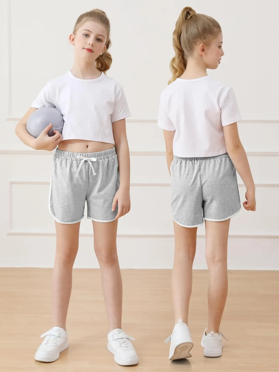Resinta 5 Packs Girls Cotton Athletic Shorts Active Running Shorts Toddler Summer Shorts Dolphin Dolphin Yoga Shorts