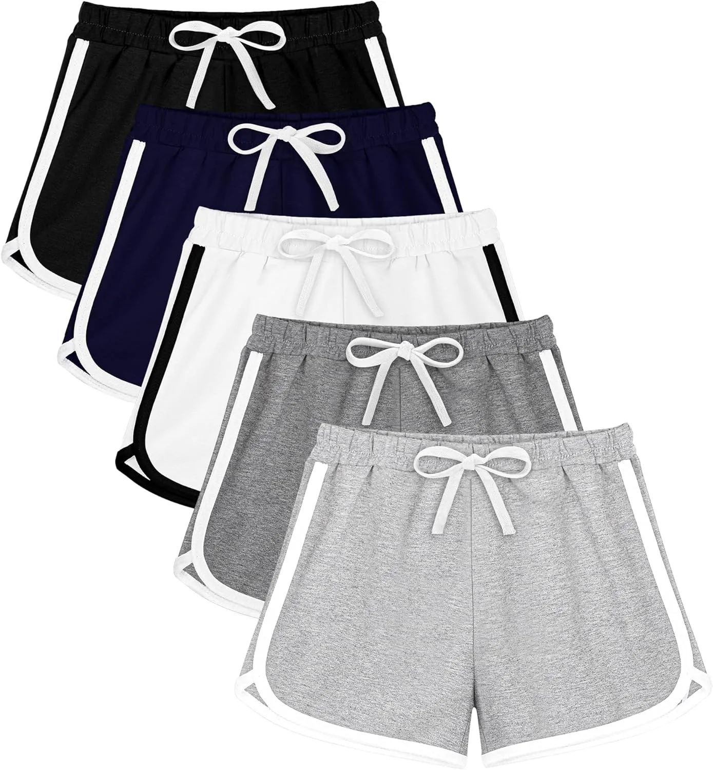 Resinta 5 Packs Girls Cotton Athletic Shorts Active Running Shorts Toddler Summer Shorts Dolphin Dolphin Yoga Shorts
