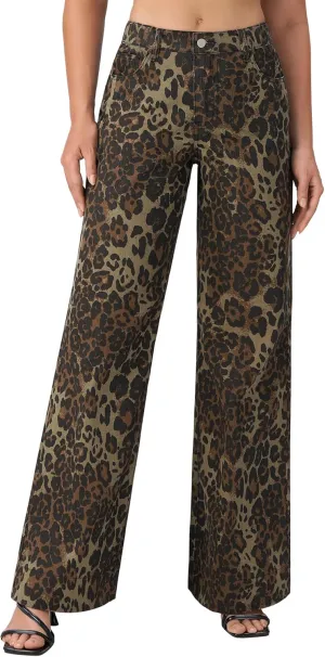 roswear Women's Wide Leg High Waisted Jeans Stretchy Trendy Denim Jeans