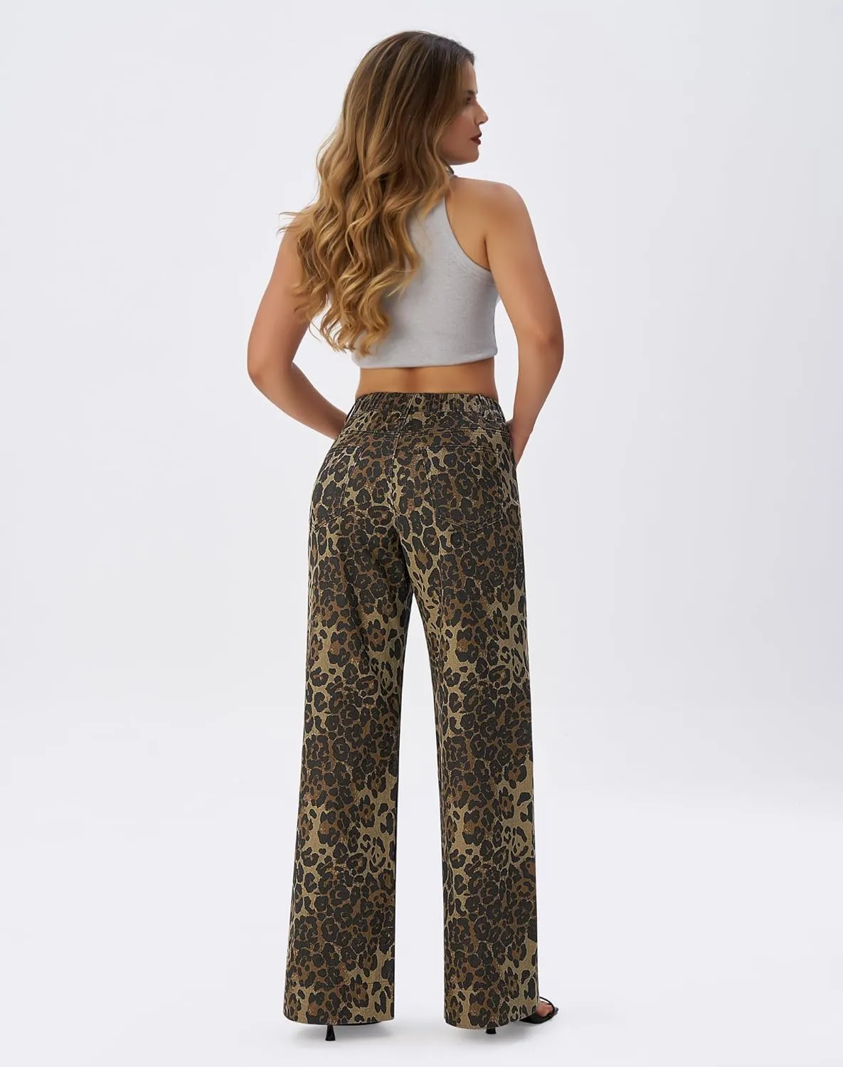 roswear Women's Wide Leg High Waisted Jeans Stretchy Trendy Denim Jeans