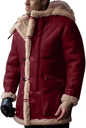 RTRDE Men's Coats Trench Coat Sherpa Fleece Lined Pea Coat Winter Warm Long Jacket Coats, M-3XL