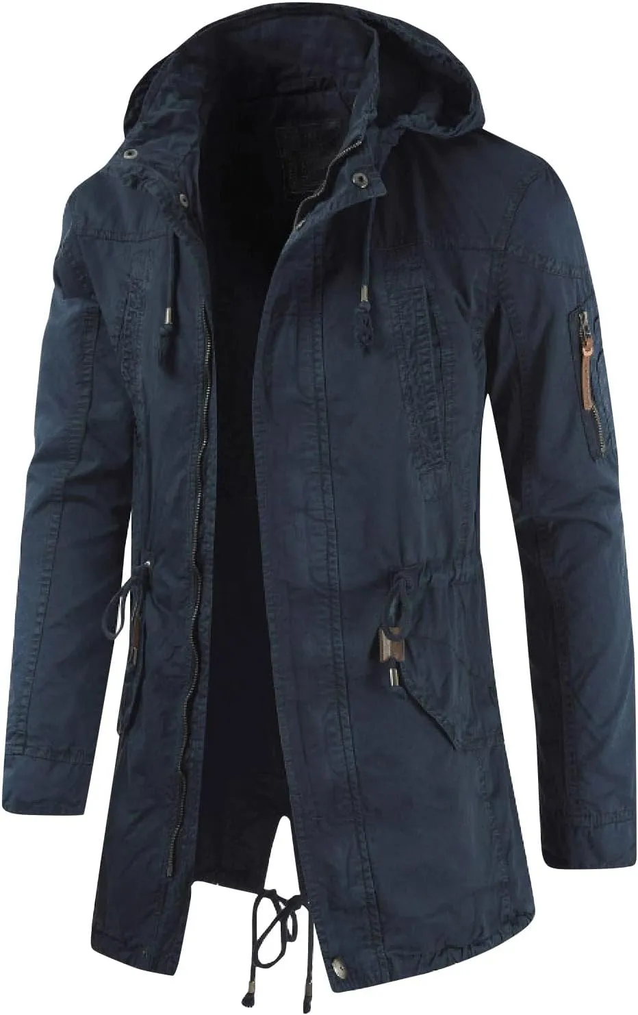 RTRDE Men's Trench Coat Long With Hood Notched Lapel Jacket Windbreaker Overcoat Pea Winter Coats For Men, M-4XL